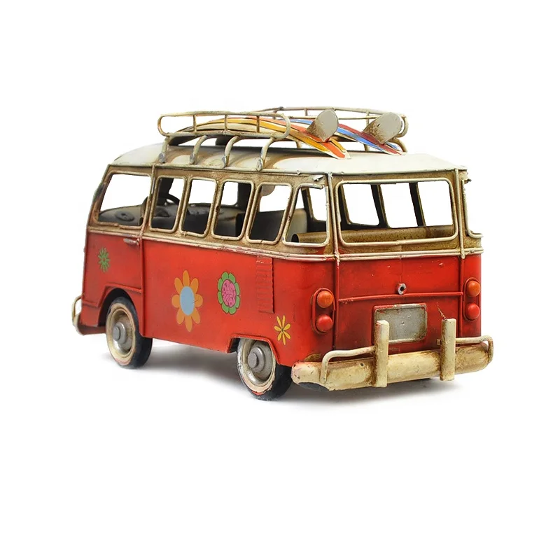 
Лидер продаж 2021, Классическая пляжная винтажная модель автобуса ручной работы из металла с скейтбордом, украшение для дома, паба, бара, офиса, 100% 