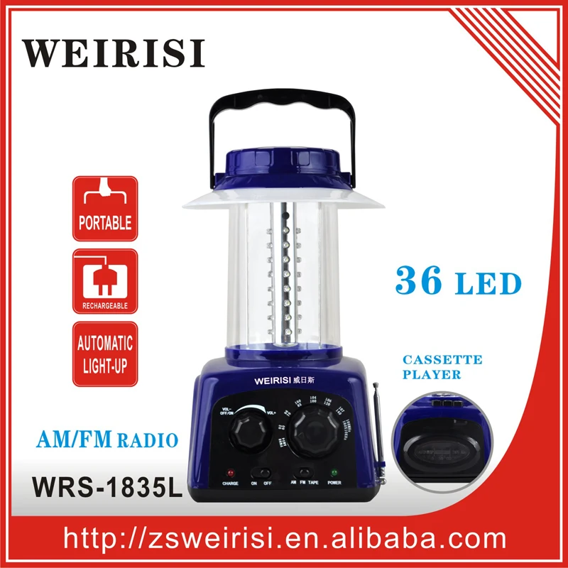 Portable Rechargeable Emergency Led Light With Cassette Player & Fm Radio  For Camping/hiking/home (wrs-1835l) - Buy Led Rechargeable Emergency Lights  220v,Mini Rechargeable Emergency Led Camping Light,Dp Led Rechargeable  Emergency Light Product on