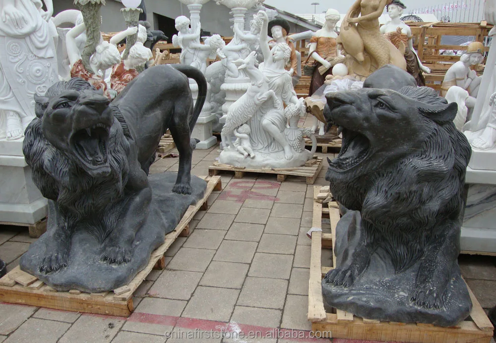 White Marble Garden Outdoor Decorated Stone Sculpture Lion Statue