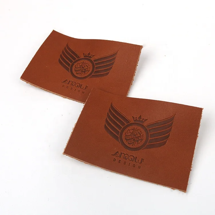 Eco-friendly Custom Heat Press Brand Logo Tags Luxury Small Real Leather Patches for Denim Clothing