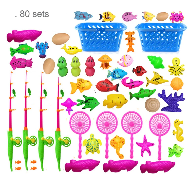 Популярный набор рыб с корзиной и плавательным бассейном, Детские магнитные рыболовные игрушки