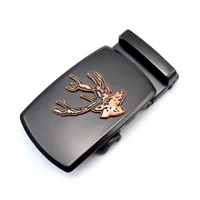 Guangzhou Carosung Custom Buckles Mens Deer Animal Logo Automatic Belt Buckle in Black for 35mm Leather Belts