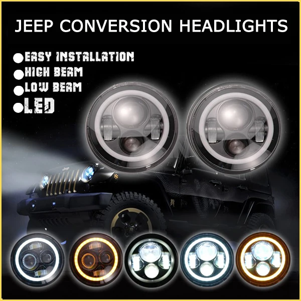 Paio Di Nero 7 Pollici H4 H13 Fari Led Di Ricambio Per Jeep Wrangler Jk 2  Porte 4 Porta Land Rover Defender Testa Della Lampada - Buy Fari Led Di  Ricambio Per