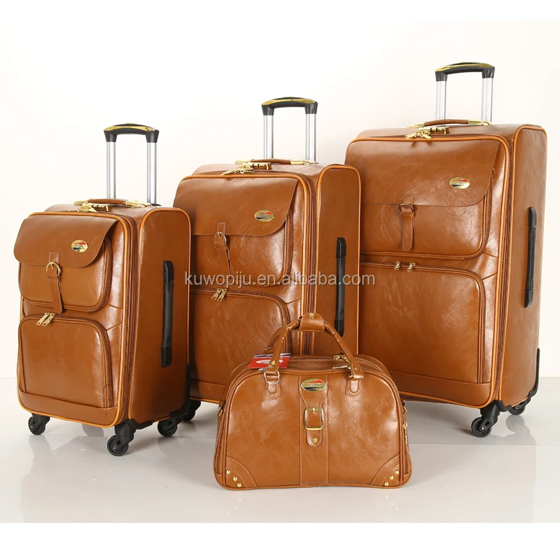 
 Коричневый роликовый Спиннер, 4 колеса, из искусственной кожи, ПВХ, 3 шт., наборы чемоданов  