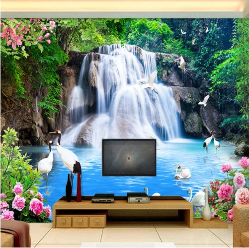 Waterfall Nature Landscape 3d Photo Wallpaper For Bedroom Living Room Sofa  Tv Background Papier Peint - Buy Waterfall Wall,3d Wallpaper Home  Decoration,Bedroom Decoration Wallpaper Product on 