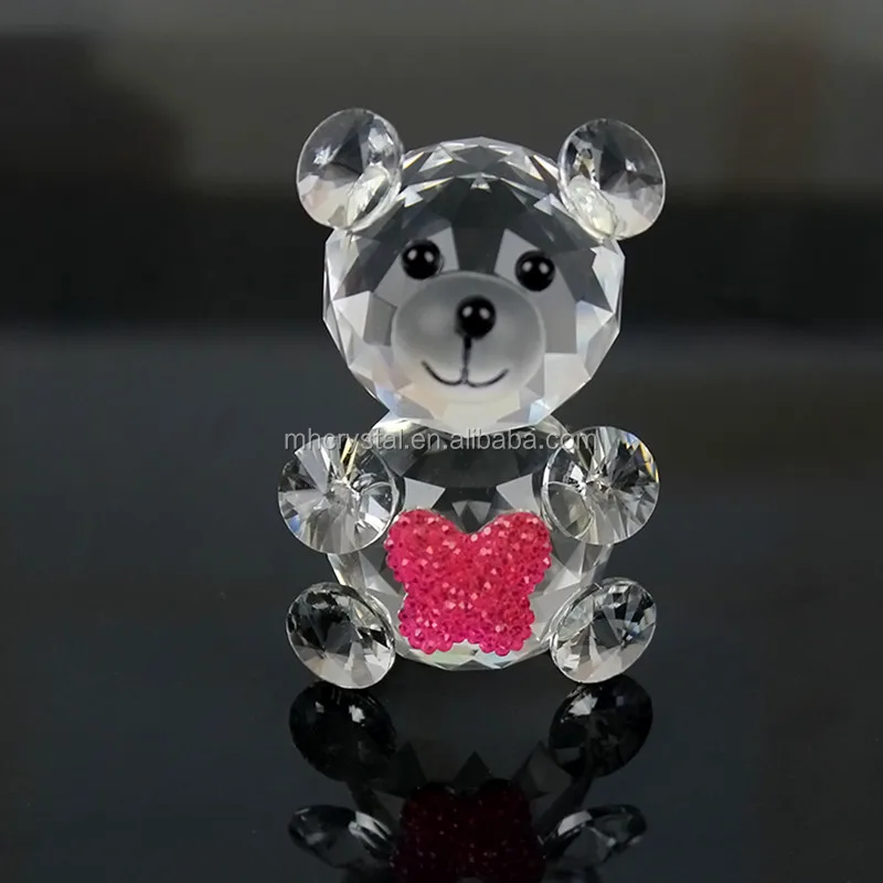 Crystal Glass Teddy Bear With Heart 