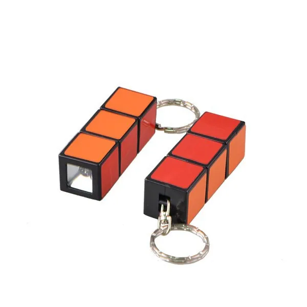 ABS Plastic Magic Cube Keychain Torch Light Ultra Bright LED Light Key Chain Flashlight for Promotion