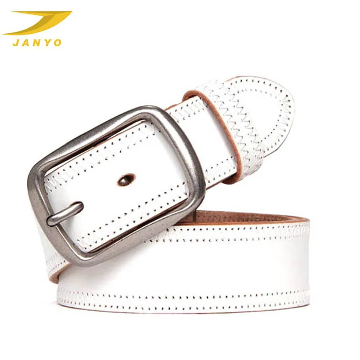 Popular Genuine Leather Men Jeans White Leather Belt