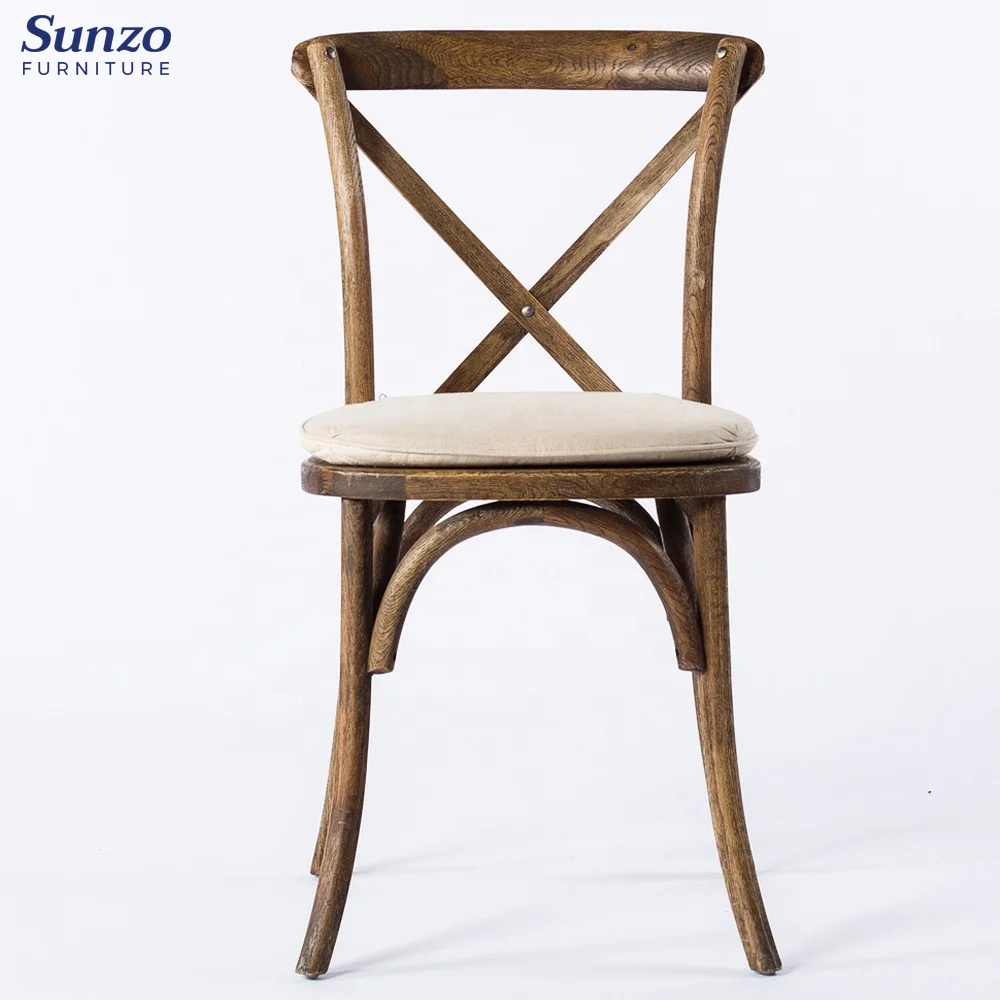 Antique X Cross Back Chairs Stackable Wooden Rustic Dining Chairs