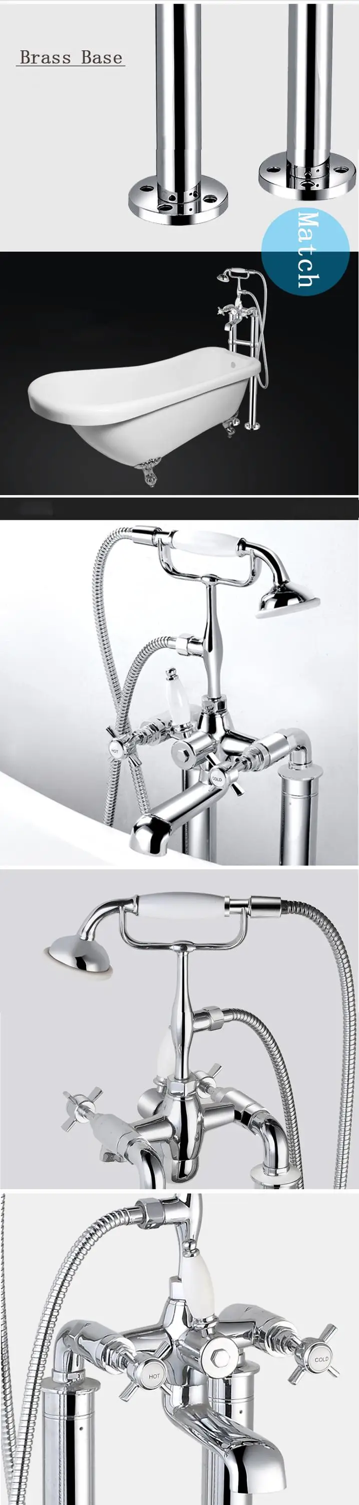 Traditional Floor Mounted Bath Shower Mixer - Gold manufacture
