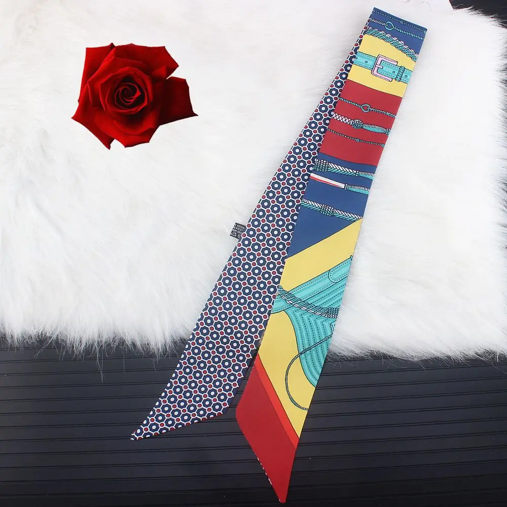 Цифровая печать 100% Twill Шелковый шарф для женщин новые роскошные брендовые обтягивающие платок на голову ремень с рисунком ложки длинной ручкой сумка