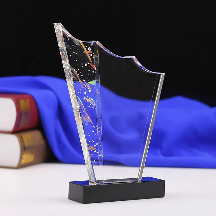Modern Cut Crystal Trophy Awards Plaque for Custom Engraving Ornament Souvenirs
