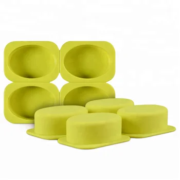 4 Cavities Oval Silicone Soap Mold Handmade Eco-friendly Soap Molds