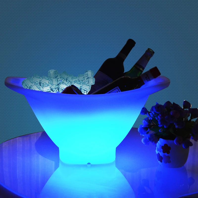Modern Plastic Boat Shape Large Led Illuminated Ice Bucket For Party
