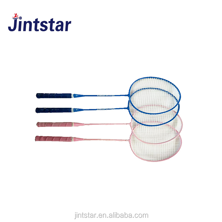 
Распродажа, две стальные ракетки на заказ с пластиковым воланом, дешевый комплект ракеток для бадминтона 