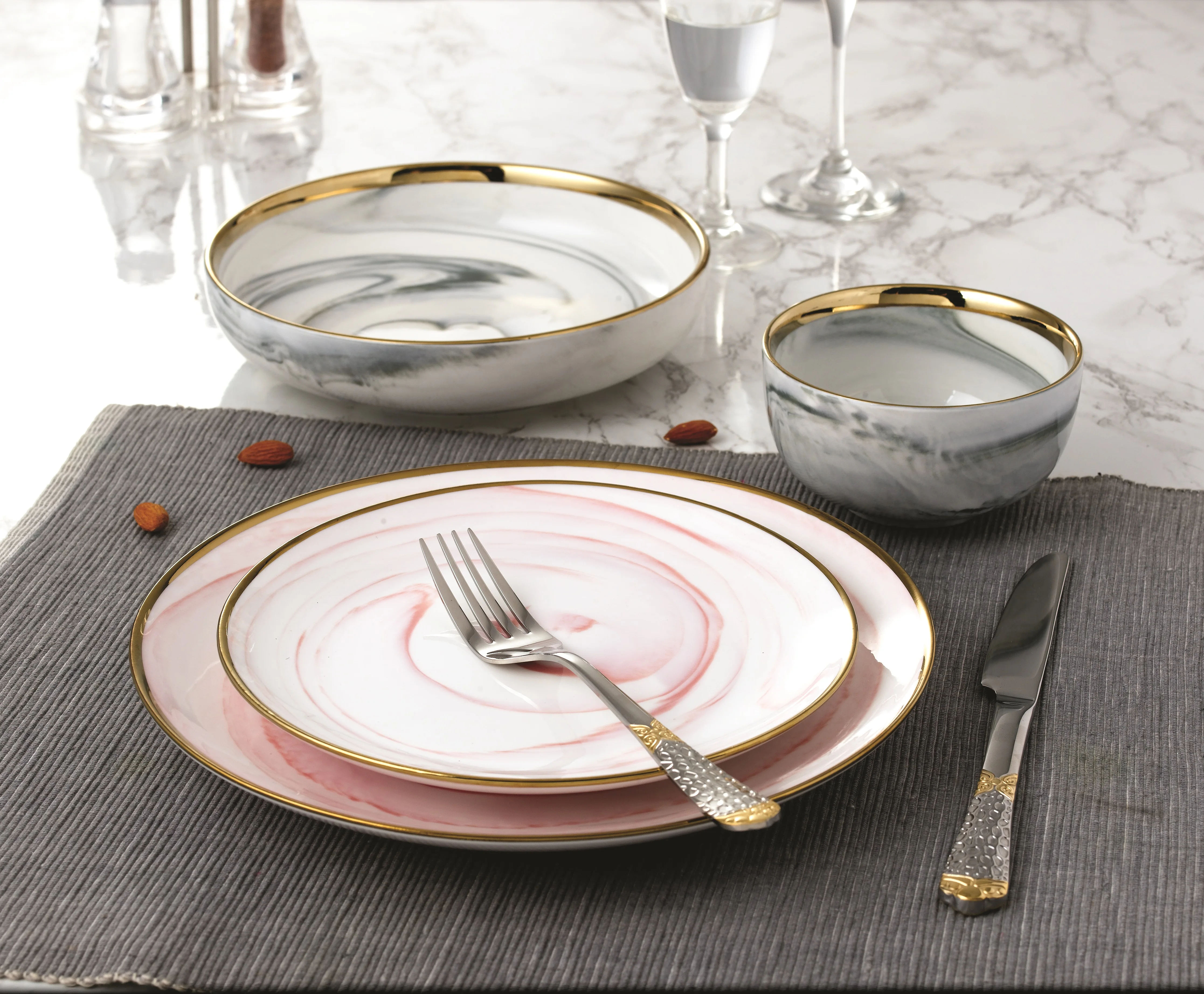 Popular Good Selling Simple Marble Dessert Dinner Plates