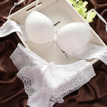 Embroidered Bra For Women Deep V Underwear Sexy Lace Bralette Top Push Up  Brassiere Girl Cute White French Soft Bralet Lingerie - Bras - AliExpress