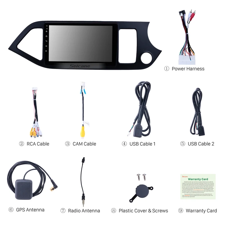 9 Inch Android 11.0 Support Mirror Link Rearview Camera Music  Car Radio GPS Navigation System for 2011-2014 KIA Morning RHD