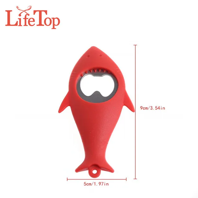 Lot of 2 Shark Bottle Openers Red Silicone Brand New in the pack! 