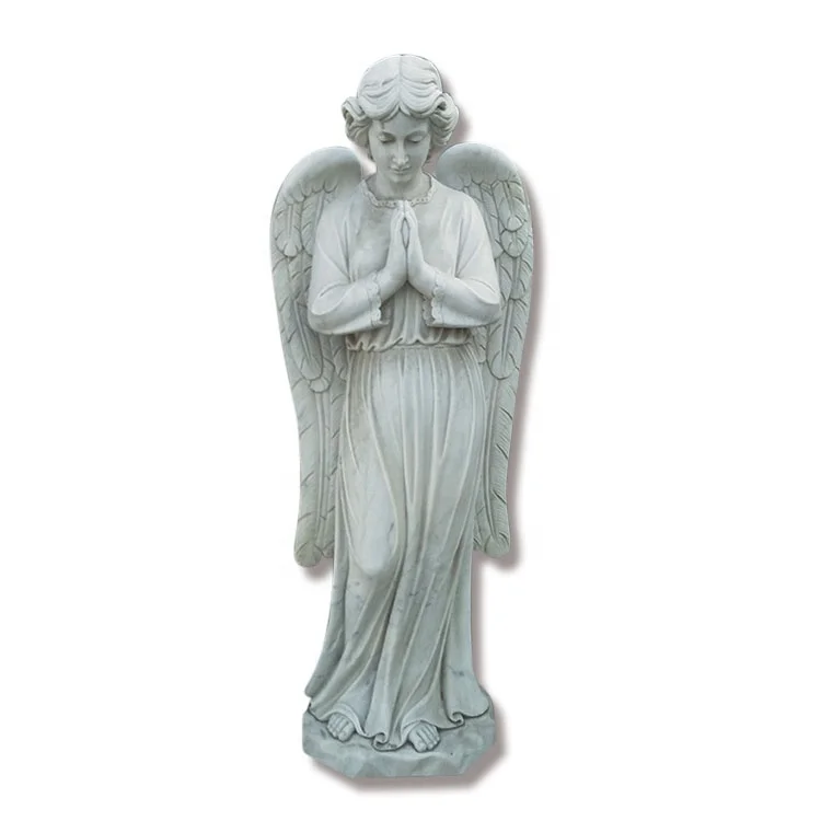 Beautiful Angel Marble Statue Custom-Size Western Style Stone Sculpture for Garden Modern Design with Eastern Influence