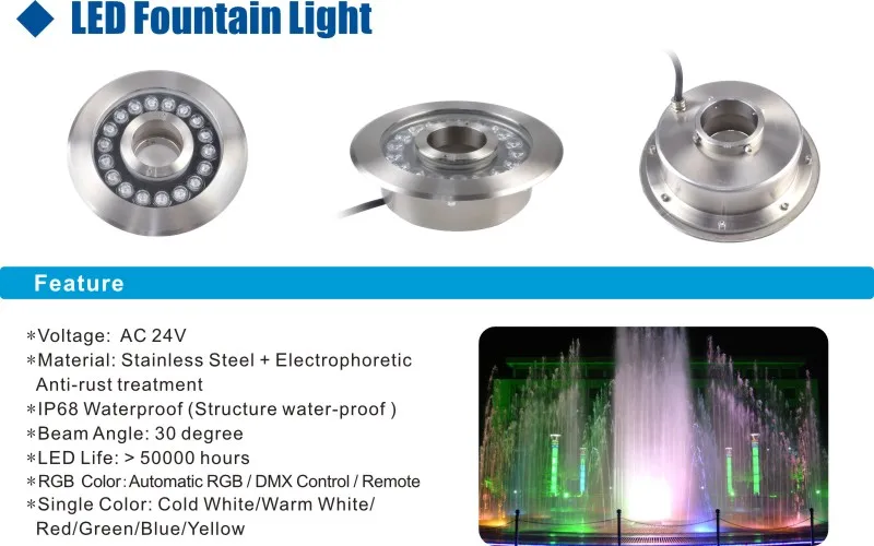 Танцующий водный 3 в 1/4 1 IP68 18 Вт фонтан кольцо DMX / RF пульт дистанционного управления RGB/RGBW LED сопло фонтана