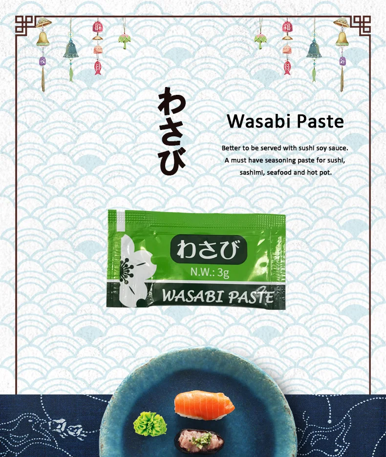 Halal 3g Japanese Wasabi Paste Sachet Fresh Wasabi Paste Kosher Wasabi