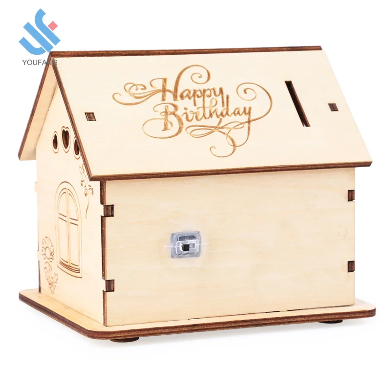 
 YF-M630 оптовая продажа, красивая Высококачественная популярная небьющаяся деревянная Копилка в форме домика  