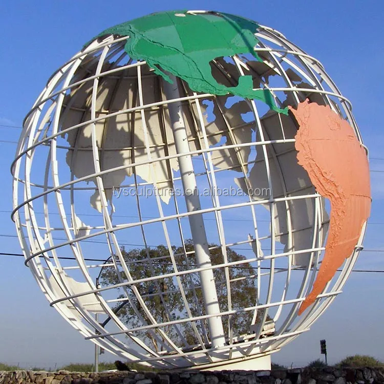 Big Size Outdoor Garden Decoration Granite Man Carrying Stainless Steel World Globe Sculpture