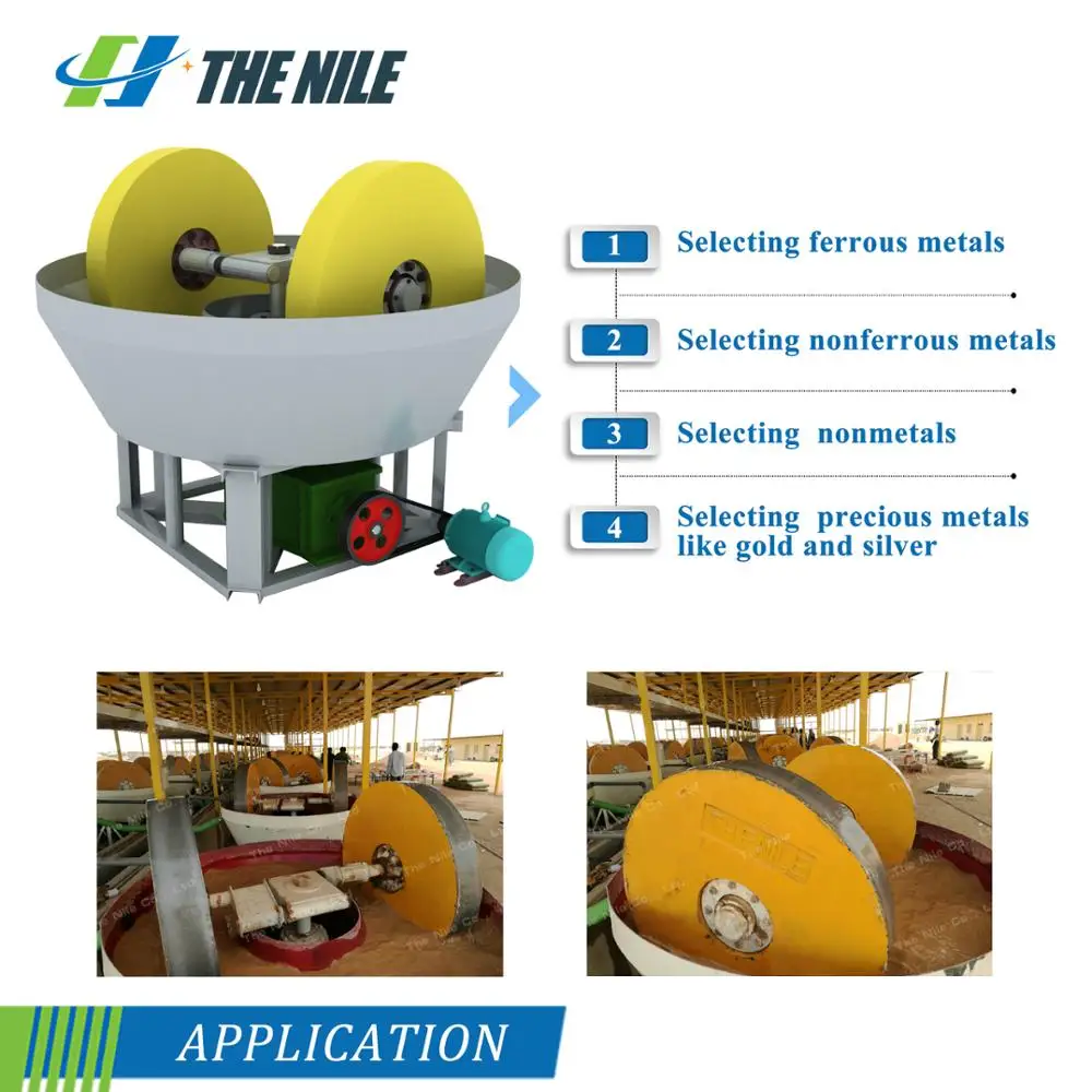 Large Capacity Wet Pan Mill Gold Grinding Machine Edge Runner Mill