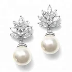 Pearl Earring Luxury Jewelry Modern Pearl Dangle Cubic Zirconia Wedding High Quality Bridal Earring