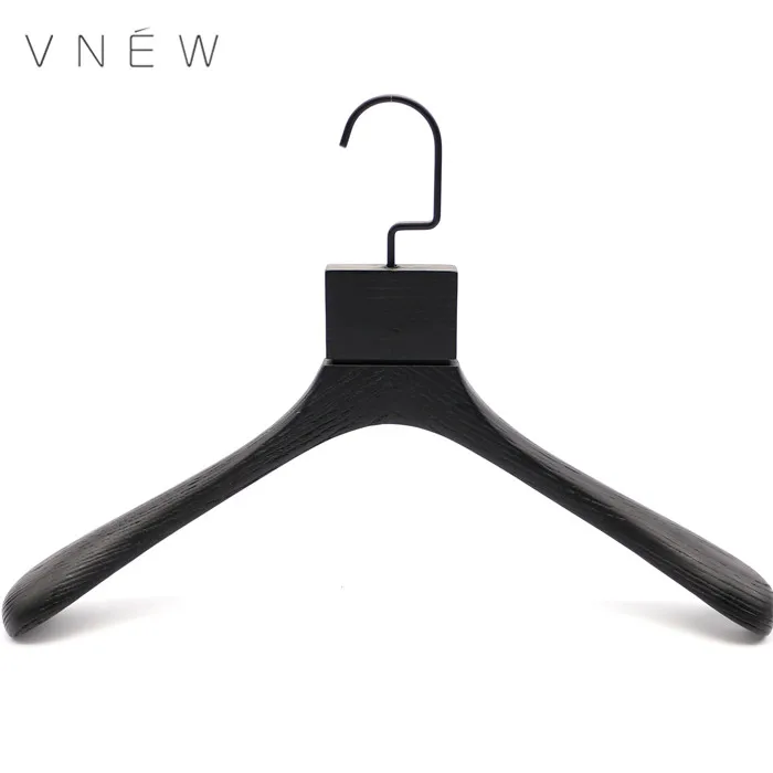 6 luxury hangers for jacket and suit in ash wood - black - brushed wood