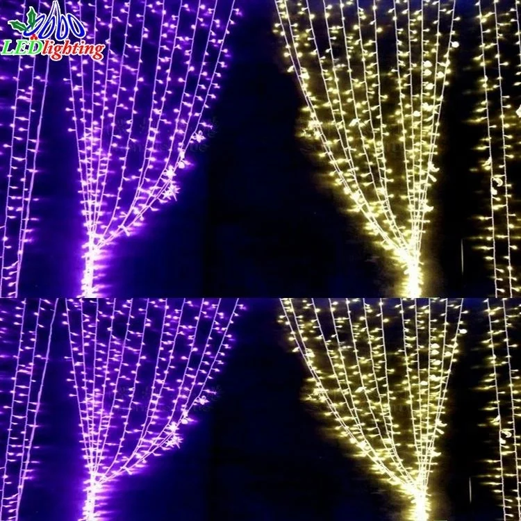 Outdoor Connectable LED Waterfall Light String Set Curtain Fairy Lights 220V 90 IP65 Decoration Rope Ramadan Non Woven 20 Pcs