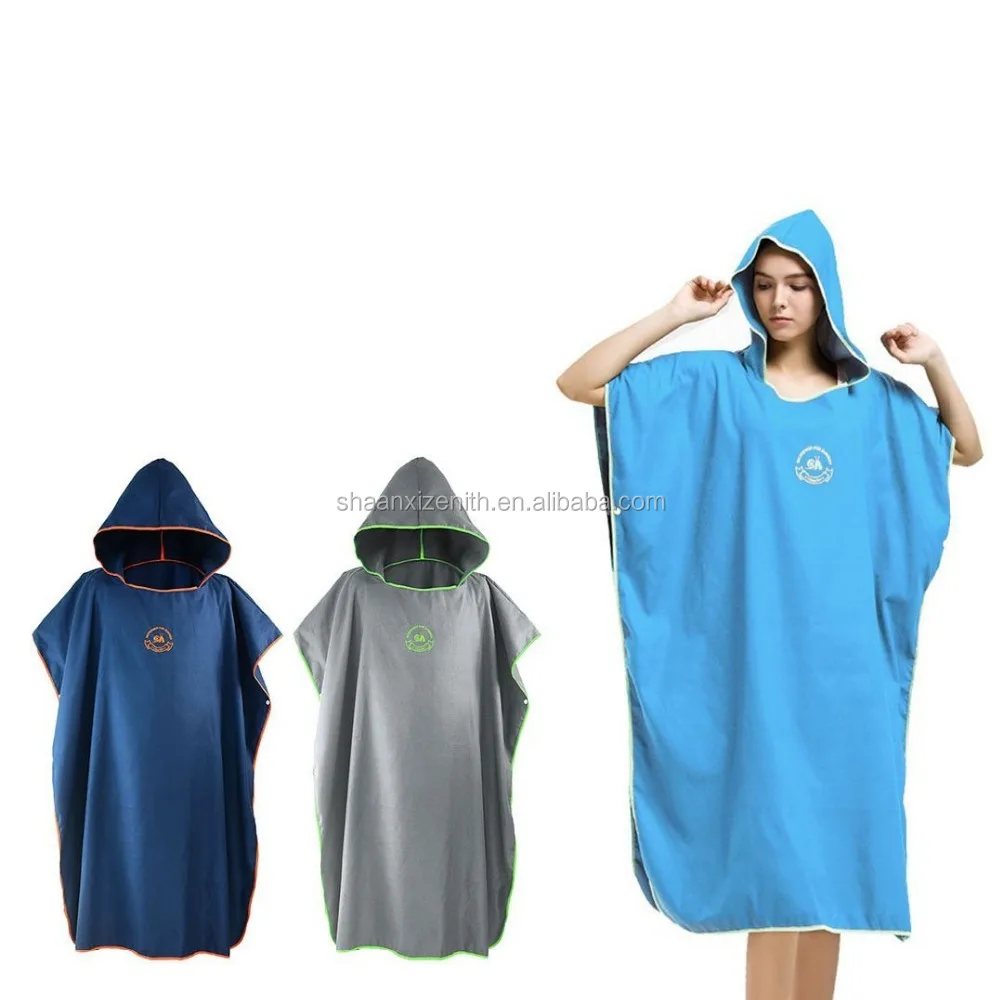new design Microfiber Surf Beach Wetsuit Changing Towel Robe Poncho with hood 