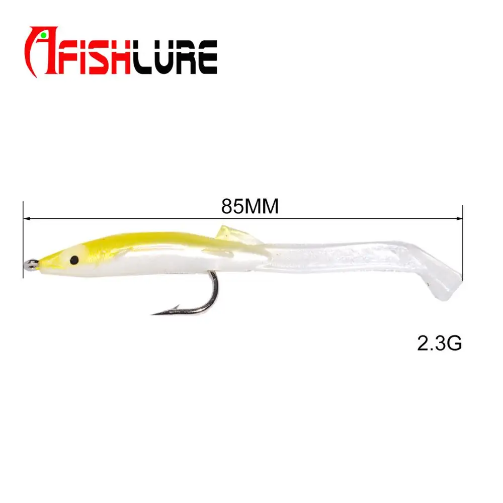 PVC Swim Bait Sandeel  Soft Molds with Hook 85mm 2.3g AR27 6pcs/bag Easy Shiner Eel Lure Small Fish Rubber Fishing