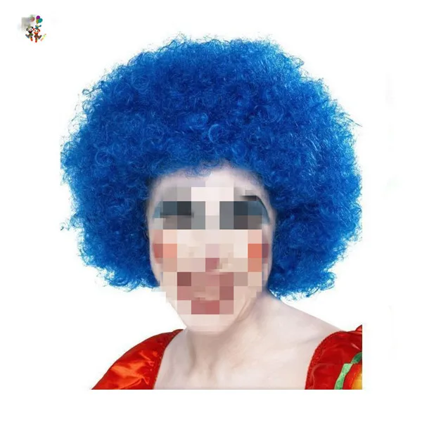 Cheap Fancy Dress Costume Blue Color Short Afro Curly Synthetic
