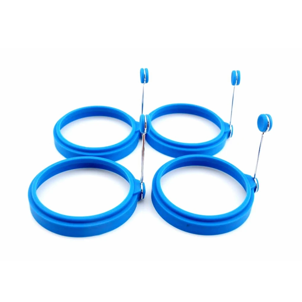 Lot De 4 Moules à œufs Ronds En Silicone - Pour œufs Au Plat Parfaits, Crêpes, Cookies - Antiadhésif, Lavable - 10