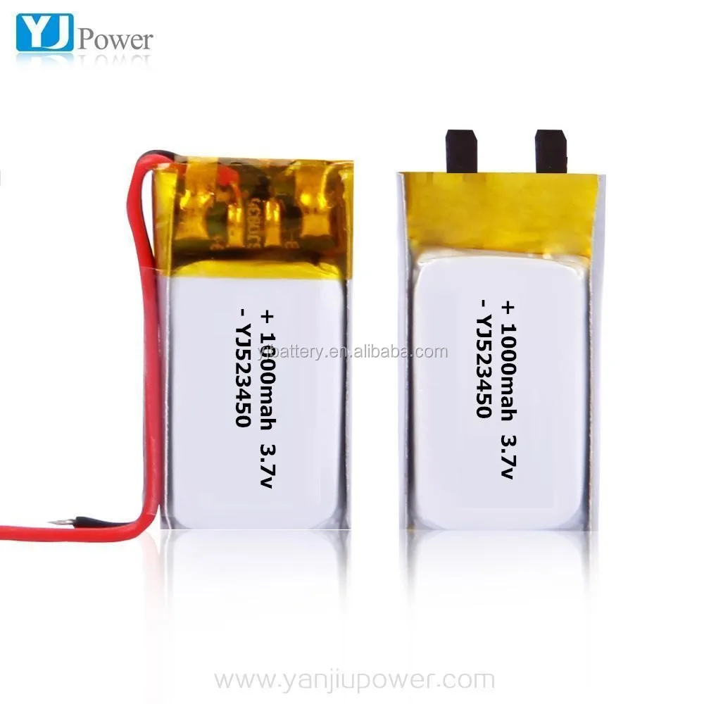 Rechargeable Li-polymer Battery 3.7V YJ523450 1000mAh Lipo Battery 