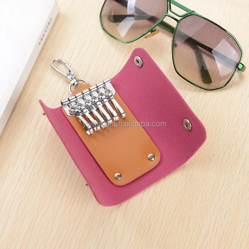 Teemzone Leather Key Case Holder Wallet Keychain Ring Soft Crazy Horse