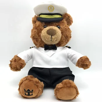 Stuffed Animals Captain Pilot Teddy Bear Plush Toys With White Uniform ...