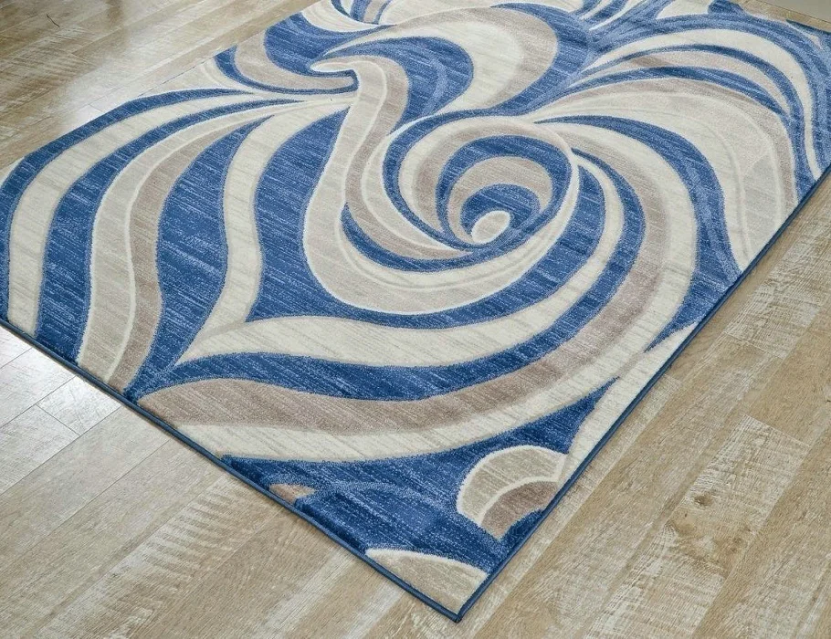 Blue and Cream Color Rugs Hand Tufted Area Rug Customized Size