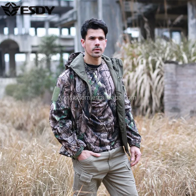 ESDY Hunting Men Camo Jacket Combat Outdoor Waterproof Tactical Softshell Jacket