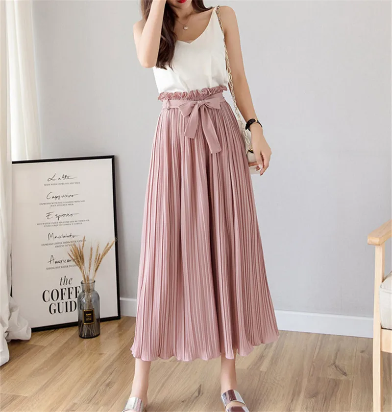 New High-waist Ruffled Chiffon Pleated 