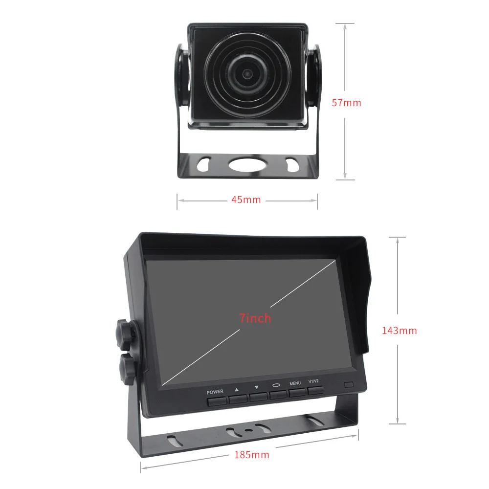 7-Inch Quad View Car Camera System Waterproof Rear Front Backup View 4 Waterproof IP68 Cameras Agriculture Reverse Camera Kit