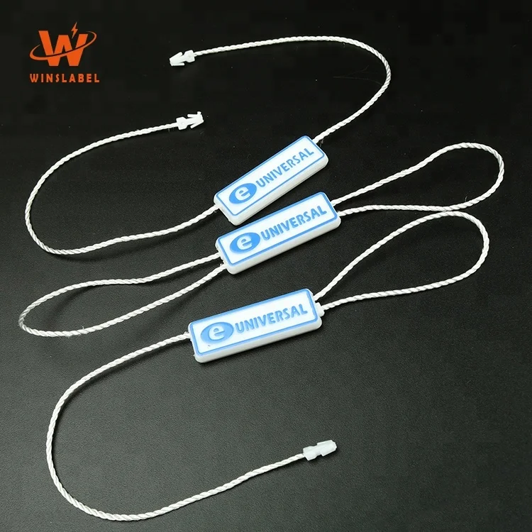 Factory Wholesale Swing Hangtag Loop Cord Lock High Quality Unique Design Garment Plastic Security Seal String Tags for Clothing