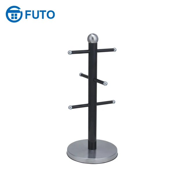 
 Stainless Steel Kitchen Mug Tree Metal 6 Cups Coffee Holder Freestanding Tableware Classic Mug Storage Cup Rack  