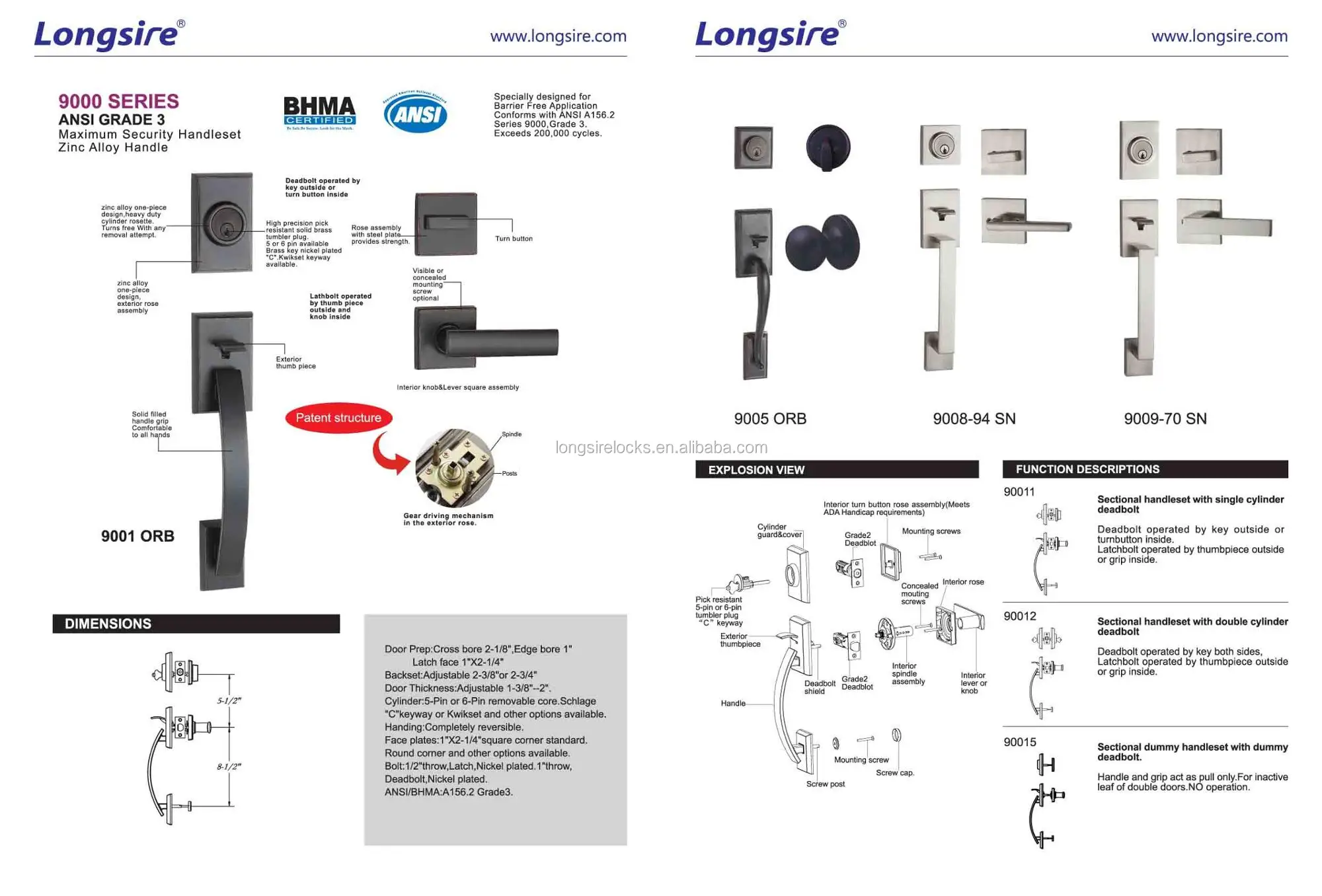 Commercial Contemporary Heavy Duty Square Entry Lockset Exterior Main ...