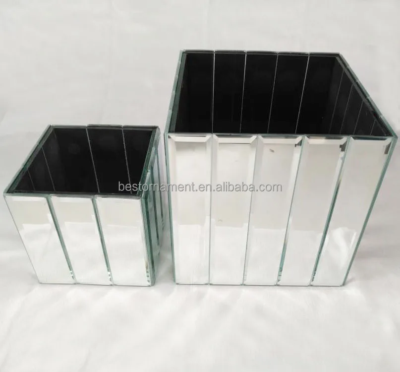 Wedding Mirrored Glass Cube Flower Vase Centerpiece Decorative