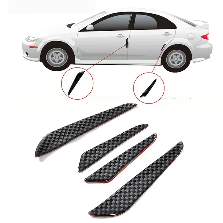 4x JDM Carbon Fiber Black Car Door Side Edge Guard Protection Trim Stickers