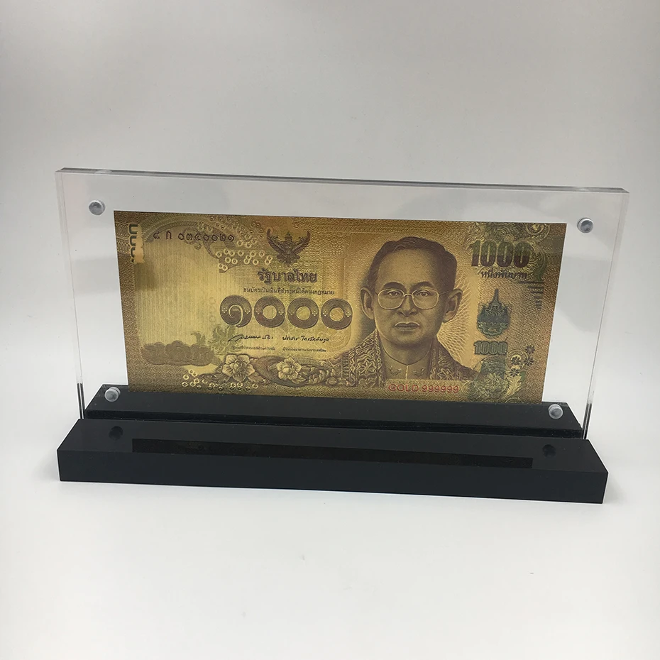 泰国镀金钞票礼品金钱 1000 泰铢钞票与 Bhumibol adullyadej 艺术品游戏玩
