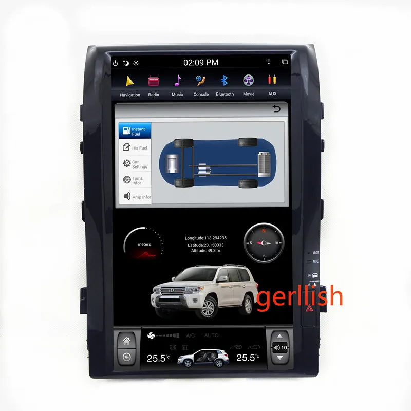 
Автомобильный мультимедийный dvd-плеер Tesla style с вертикальным экраном 16 дюймов, gps, радио, стерео для Toyota Land Cruiser VXR 2008-2015 